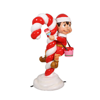 Santa Elf on Candy Cane (Red)