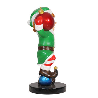 ELF BOY HOLDING ORNAMENT BALL