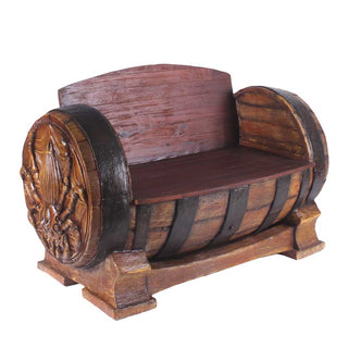 Barrel Bench With Carving